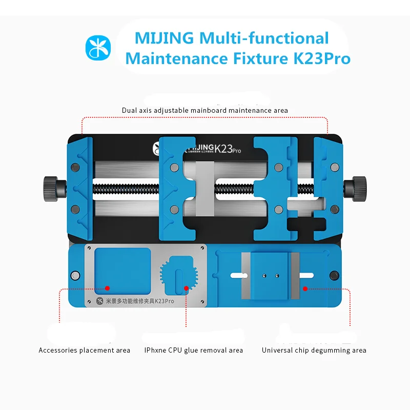 MIJING K23 Pro supporto universale per PCB supporto per scheda madre del telefono riparazione a doppio albero Jig IC Chip CPU morsetto di riparazione per saldatura