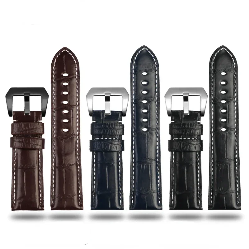 Crocodile Leather Watch Strap for Panerai 1950 Series Pam00321 Pam01313 Waterproof Sweatproof Watch Band Accessories 22 24 26mm