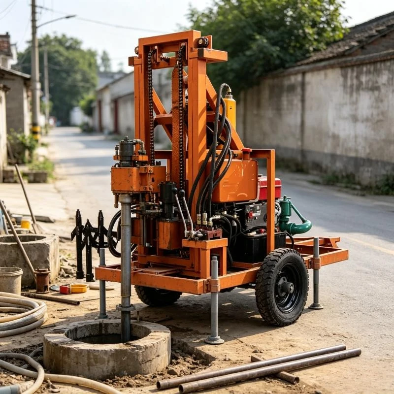 Custom-designed Diesel-hydraulic Mini Water Well Drilling Rig, Maximum Drilling Depth 200 Meters High-quality Drilling Machine.