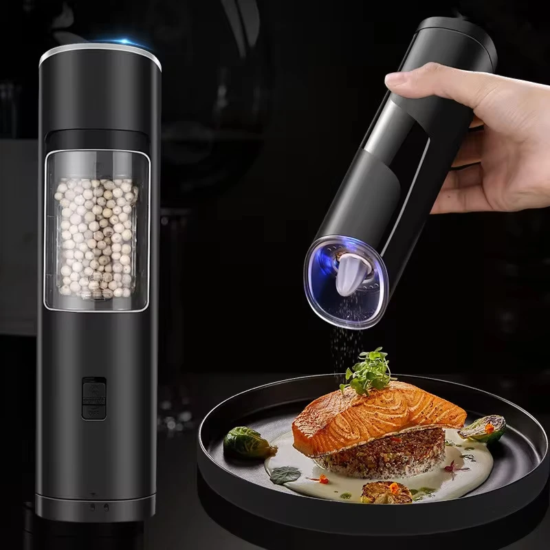 

Gravity Salt and Pepper Electric Grinder Automatic Spice Mill LED Light Adjustable Coarseness BBQ Kitchen Steak Tool Sets