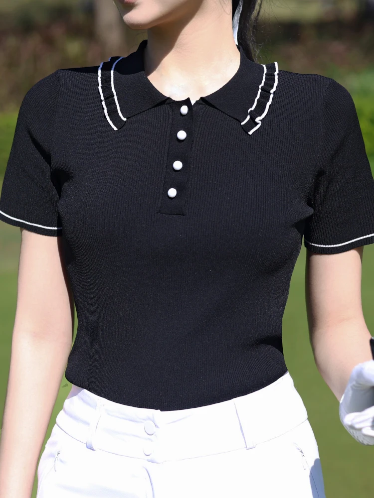 TG Golf kobiety Senior 2024 nowy koszulka z dzianiny damskie damskie z krótkim rękawem klapy top Slim letnie