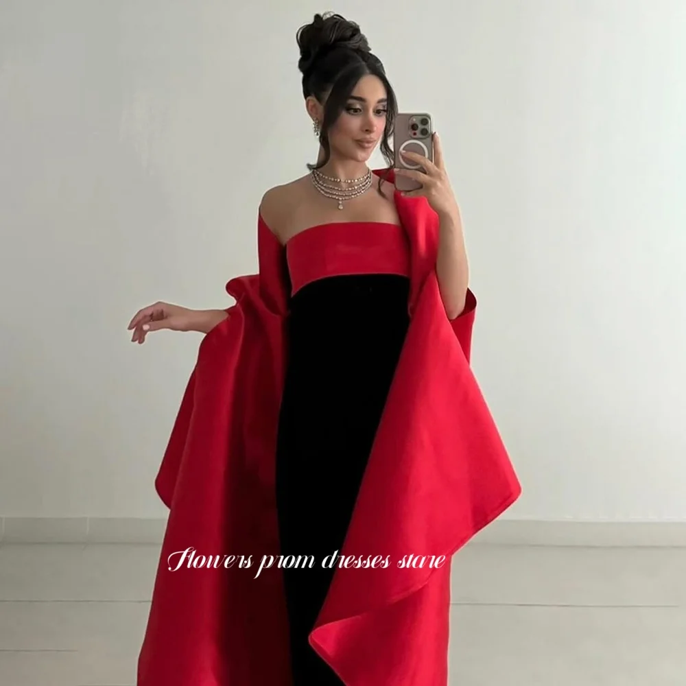 فستان سهرة بألوان زهور بدون أكتاف فستان أحمر للحفلات الراقصة فستان الحفلات مناسبة رسمية فستان المشاهير حسب الطلب