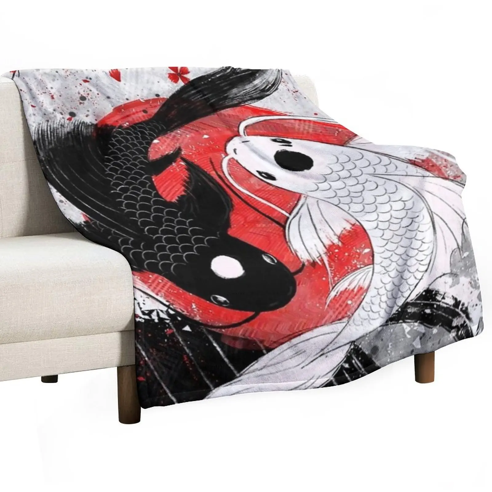 

Koi fish - Yin Yang Throw Blanket For Sofa Thin Quilt Blankets