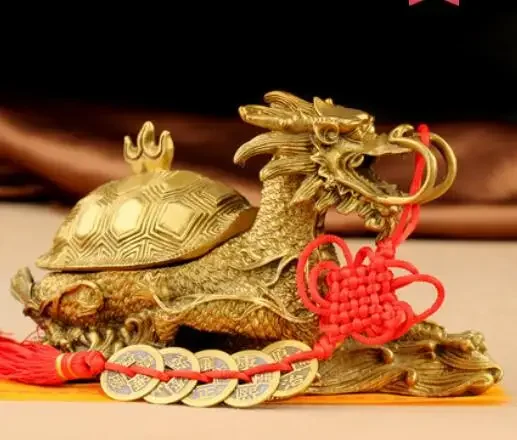 Chinese-style carved Bronze Dragon Tortoise ornaments open cover dragon turtle crafts mother and child dragon turtle shop househ