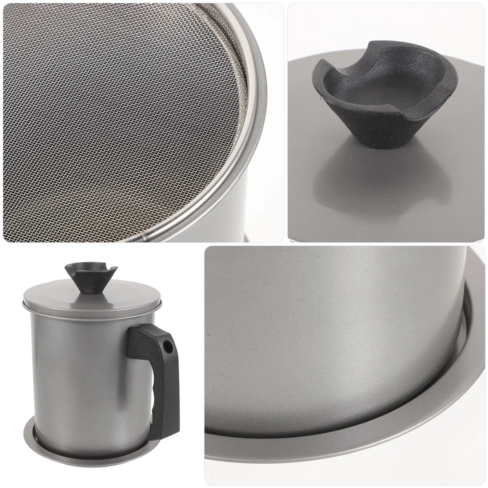 

304 Stainless Steel Grease Pot 2.0L Removable Filter Oil Strainer Container Lid for Reuse Cooking Oil