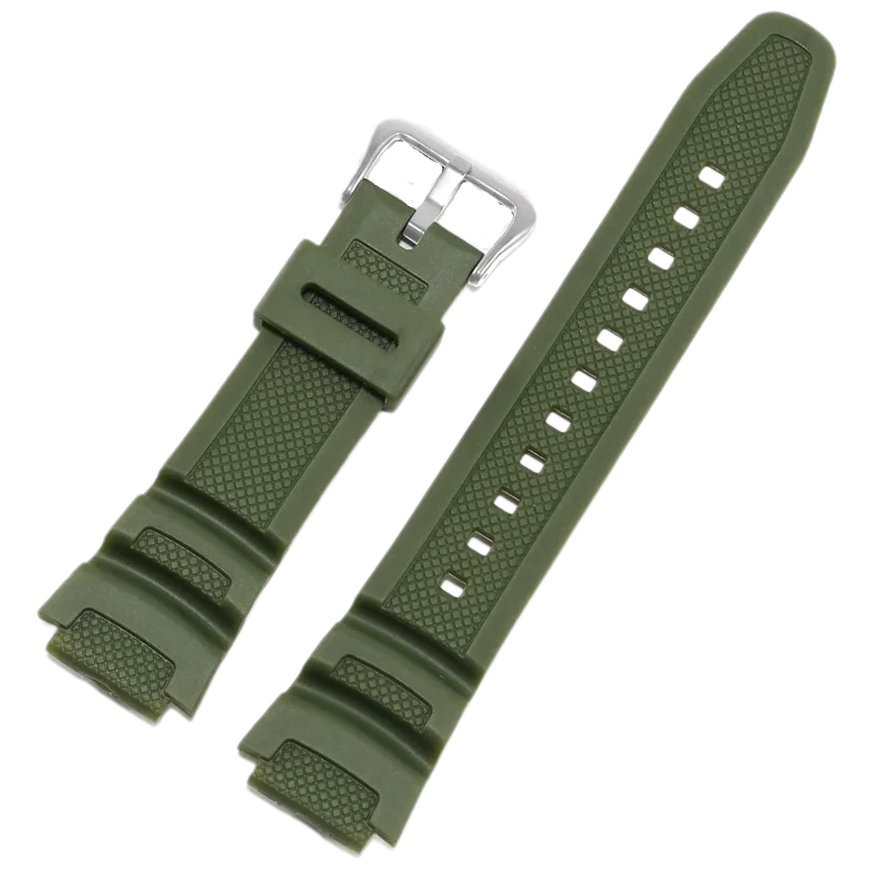 Substitute For Small Square Watchband W-218H-4B2/3A/1A/W737H/F-108 Series Resin Rubber Watch Strap 18mm