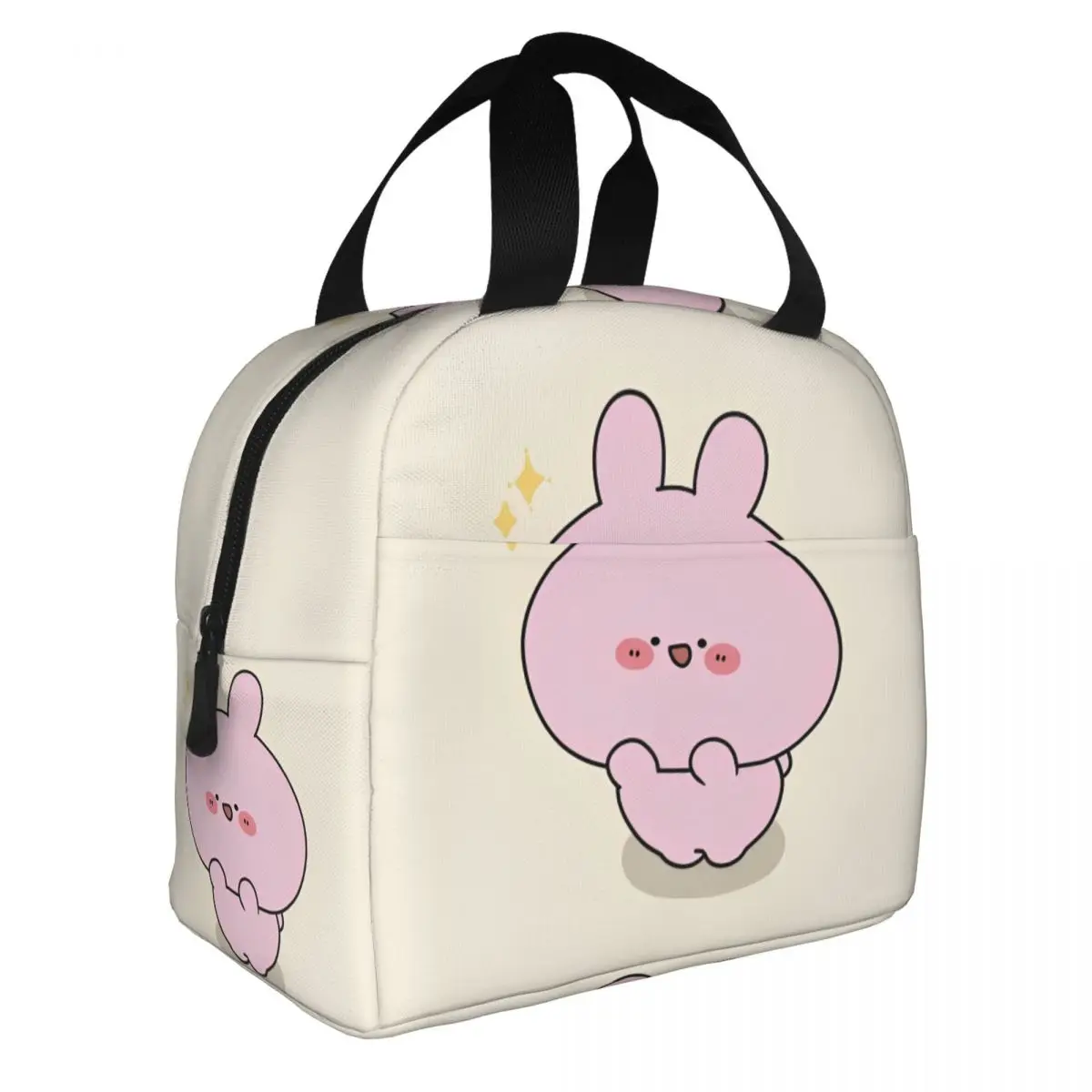 Asamimichaan Asleep Cartoon Insulated Lunch Bags Portable Kawaii Asamimi Lunch Container Thermal Bag Tote Lunch Box Beach Travel