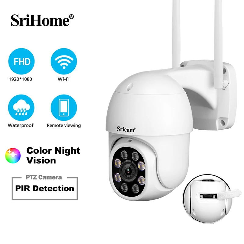 

SriHome SP028 2MP PTZ WiFi Camera Ai Auto Tracking Outdoor IP Camera 2-Way Audio Color Night Vision CCTV Surveillance