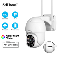 SriHome SP028 2MP  PTZ WiFi Camera Ai Auto Tracking Outdoor IP Camera 2-Way Audio Color Night Vision CCTV Surveillance