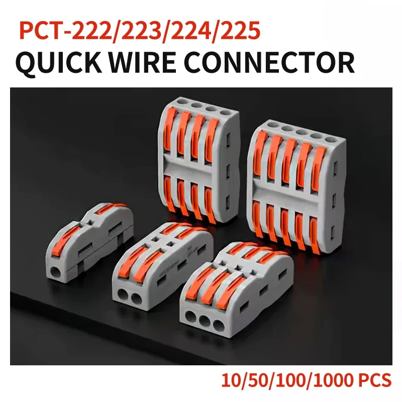 

10/1000Pcs SPL-2/3/4/5 Mini Quick Wiring Terminal 2-In 2-Out,3-In 3-Out Parallel Wire Connection Connector, Press Type