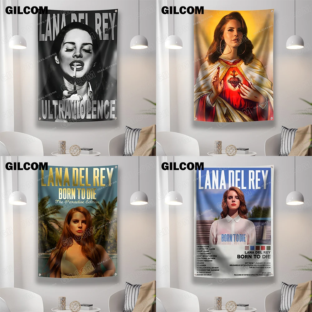 Lana Del Rey Flag Pop Singer Star Music Movie Poster Vintage Tapestry For Party Banner Table Wall Decoration Room Home