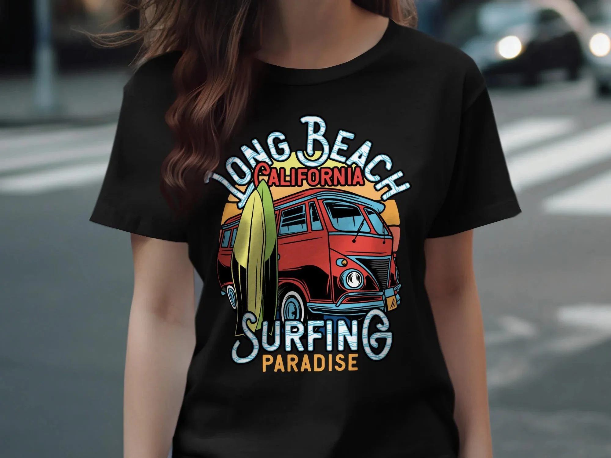 

California Long Beach Surf Streetwear Pattern Printing Summer Luxury Brand Cotton Men's and Women's T-Shirts Short Sleeves
