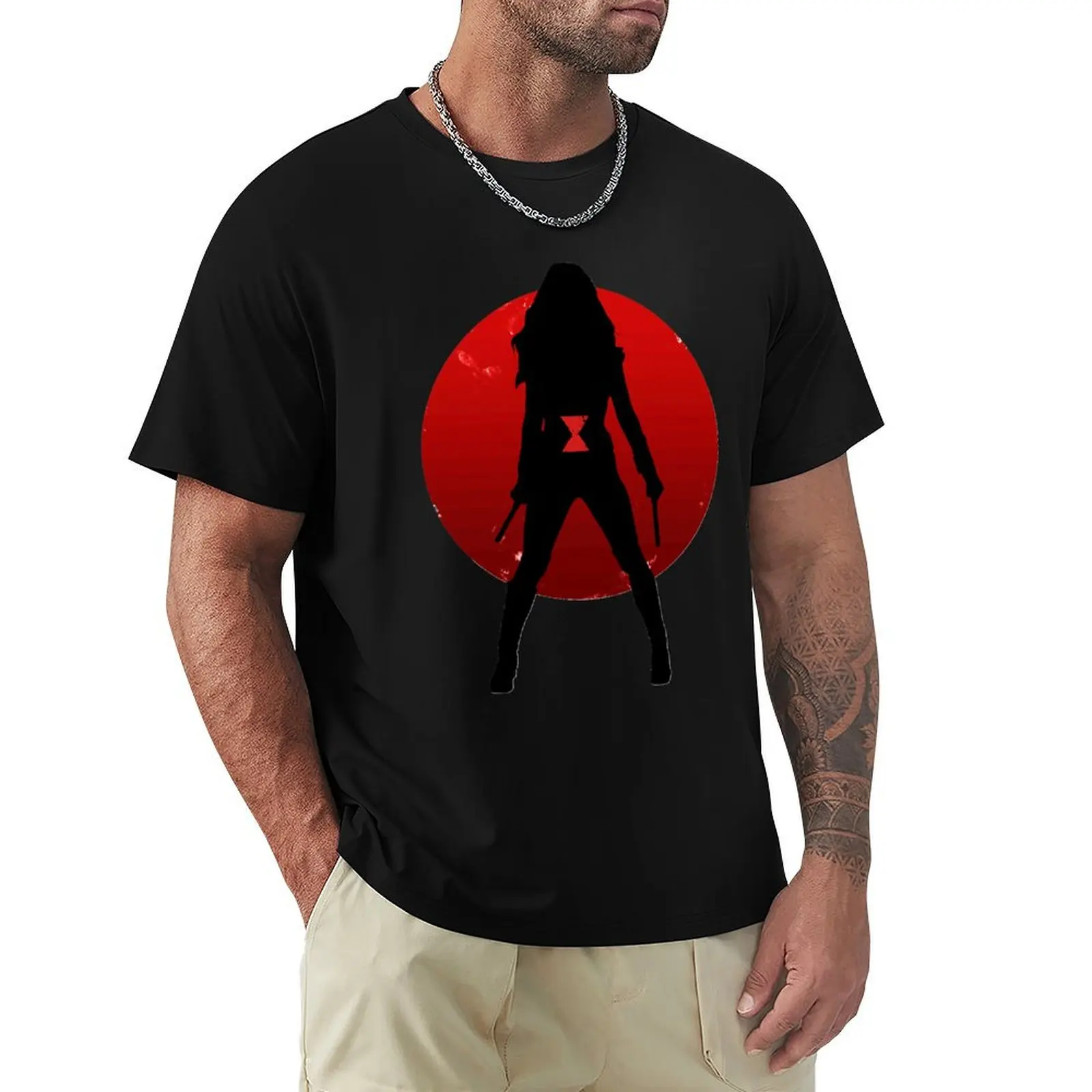 Widow Silhouette Emblem T-Shirt Basic All Season Solid T-Shirt