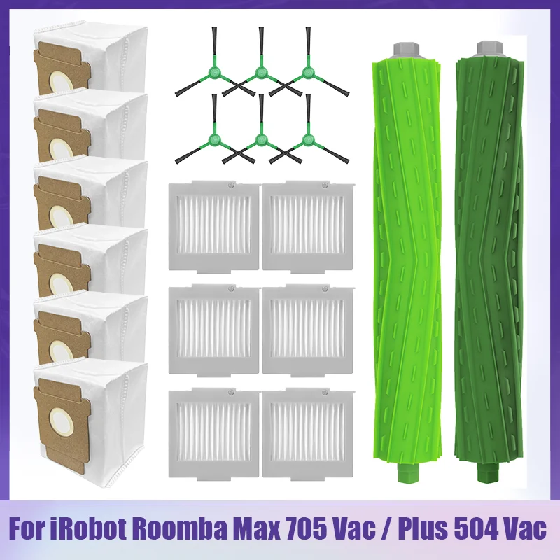 

Main Brush Side Brush Accessories For iRobot Roomba Max 705 Vac / Roomba Plus 504 Vac Washable & Reusable HEPA Filter Dust Bag