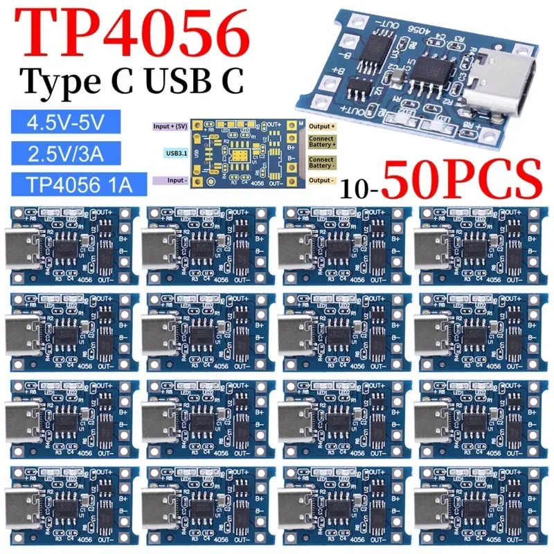 1pcs Type-C USB C -5V 1A -18650 tp4056 Lithium Battery Charger Module charging board with protection dual functions