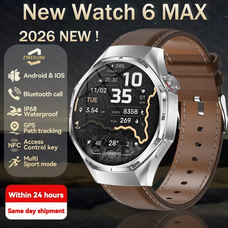 

Смарт-часы Watch 6 Pro для активного отдыха на открытом воздухе, мужские, с AMOLED HD-экраном, GPS, измерением высоты и давления, пульсометром, водонепроницаемые, с функцией Bluetooth-звонков