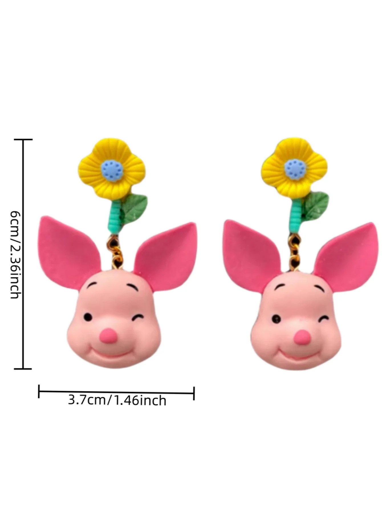 A Pair of Cute Cartoon Funny Flower Pig Earrings