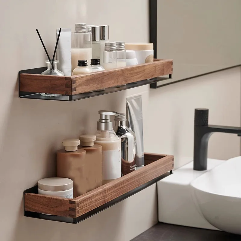 Wood Bathroom Shelves Wall Mounted Storage Rack Bathroom Wall Organizer Over Toilet Storage For Home Kitchen Bathroom Supplies