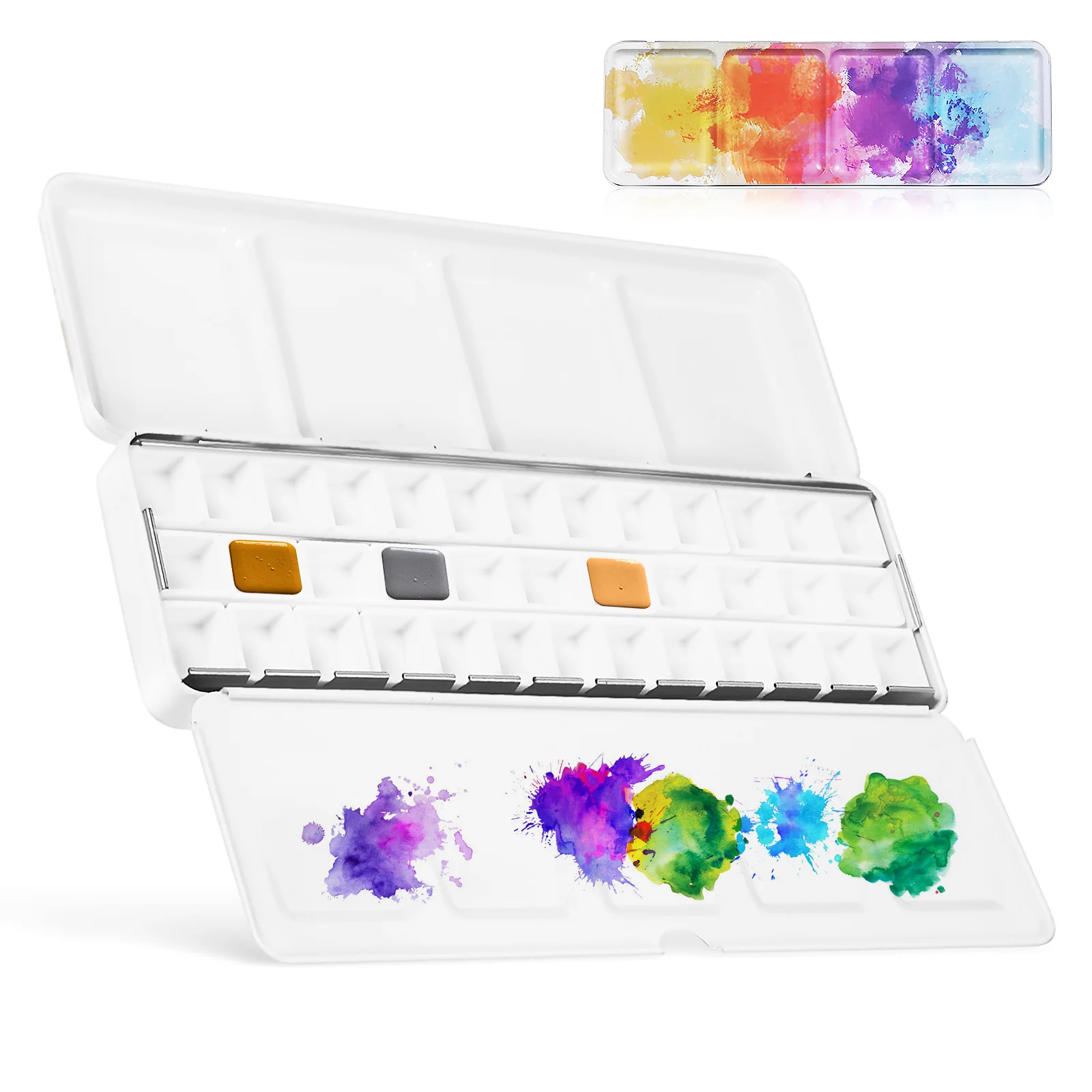 

Watercolor Paints Empty Palette Box Pallet Tray Large Pigment Case Palettes Travel