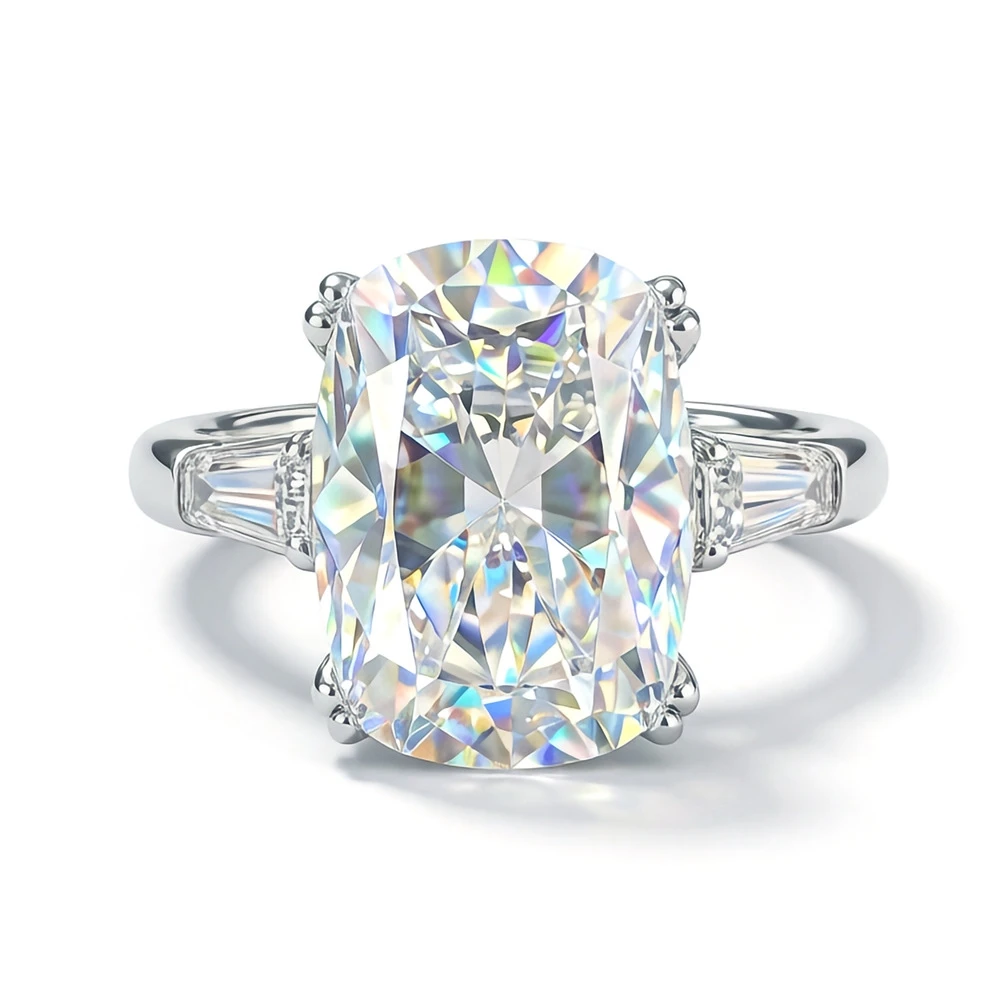 D Color 10*14MM 10CT Moissanite Ring S925 Sterling Silver Wedding Rings for Woman Proposal Party Jewelry Gift
