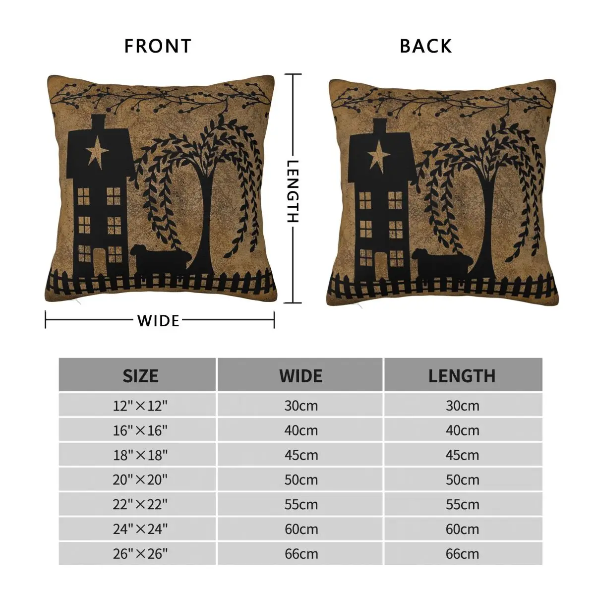 House Willow Pip Berries Sheep Square Pillowcase Polyester Linen Velvet Pattern Decorative Throw Pillow Case Bed Cover 45x45