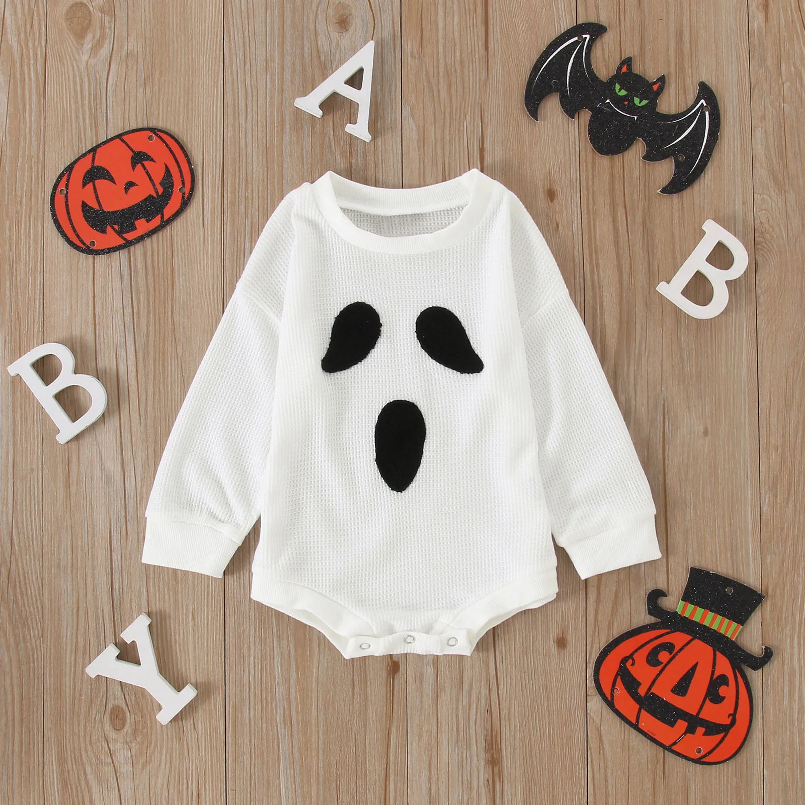 0-1years Halloween Newborn Baby Bodysuits Winter Cartoon Skeleton Long Sleeve O-neck  Knitted Infant Kids Boy Girl Comfy Costume