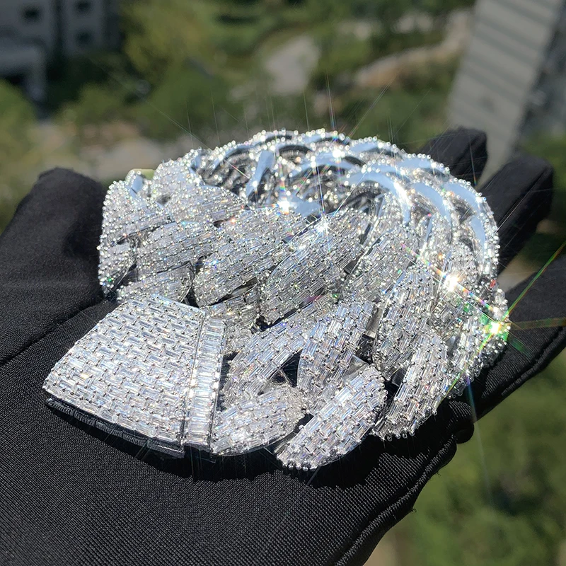 

Hip Hop AAA+ Cubic Zirconia Bling Iced Out Round Cuban Curb Miami CZ Link Chain Necklaces for Men Rapper Jewelry Gold Color