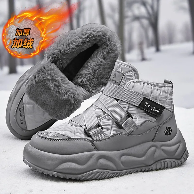 

Зимние мужские утепленные сапоги-снегоходы на платформе, нескользящие, для активного отдыха