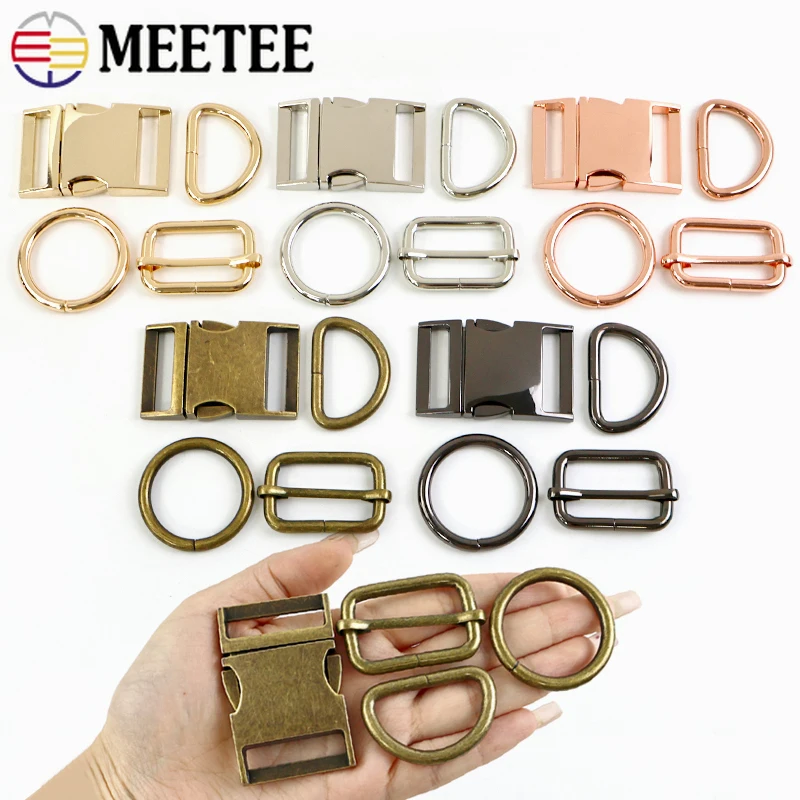 

1/2Set 16-38mm Metal Quick Release Buckles Backpack Clasp Pet Collar O D Ring Hooks Tri-Glider Side Clip Buckle DIY Accessories