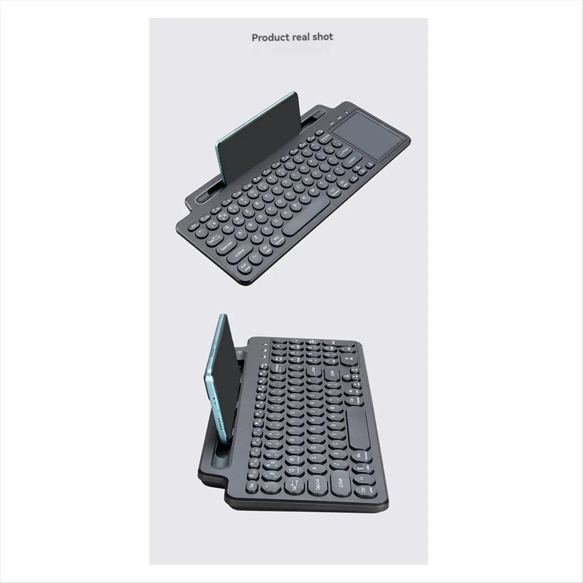 Superb- 2.4G Wireless Bluetooth Keyboard with Tablet/Phone Holder Portable Touchpad Keyboard for Tablet PC Gaming Accessories B