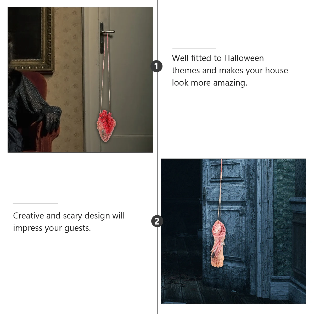 

2 Pcs Decorations Simulated Human Organ Pendant Halloween Bloody Body Parts Props for Display Grey Realistic