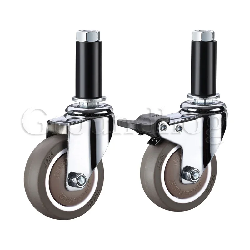 4Pcs Expanding Stem Casters, TPE Rubber Wheel Built-in Ball Bearing for Round Tube 22-28mm Commercial Kitchen Prep Tables