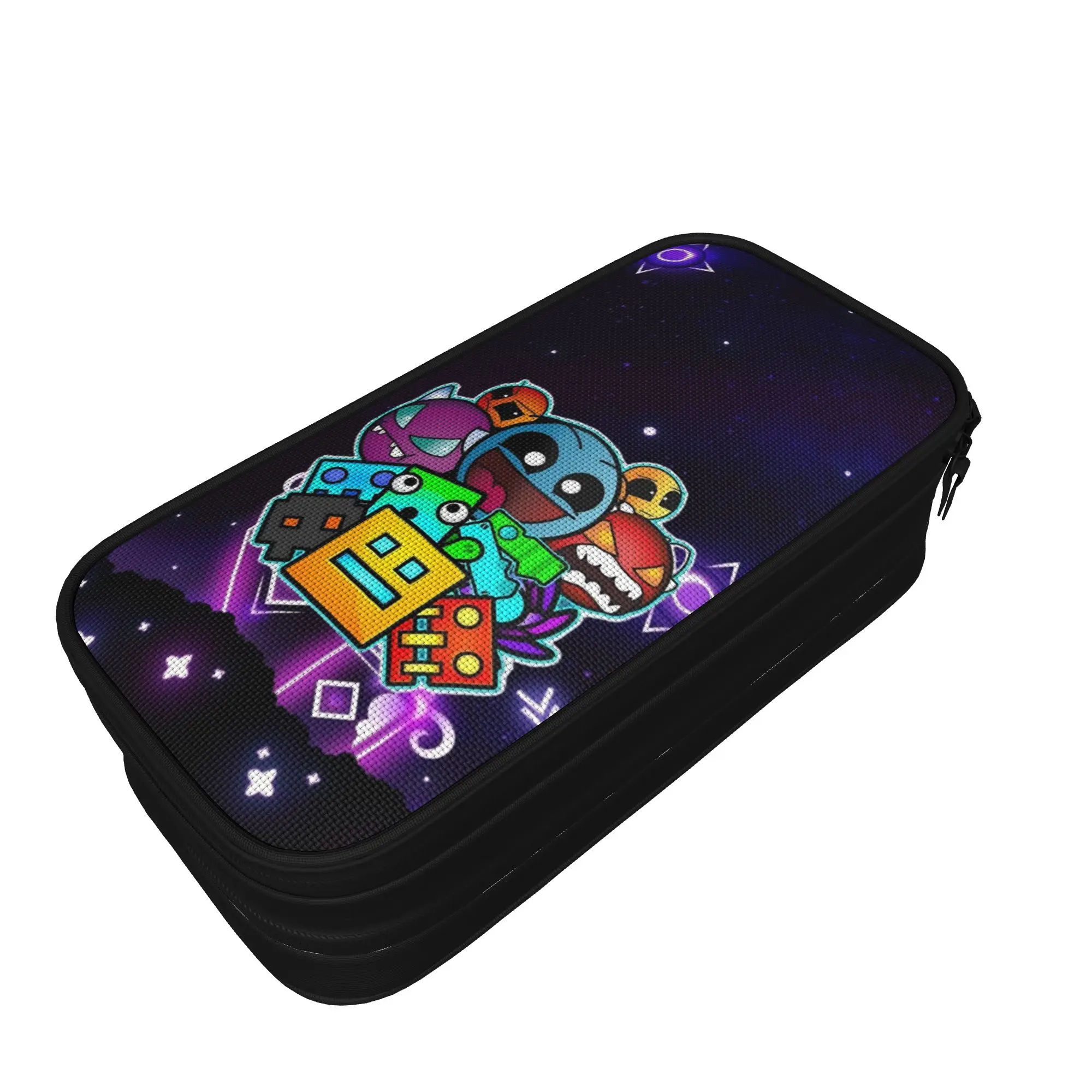 Geometry Icon Face Dashes Game Pencil Case Cartoon Pencilcases Pen Holder Girls Boys Big Capacity Bag School Zipper Stationery