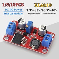 1-10Pcs 5A DC-DC Step Up Power Module Boost Volt Converter 3.3V-35V To 5V 6V 9V 12V 24V XL6019 Adjustable Output Regulator