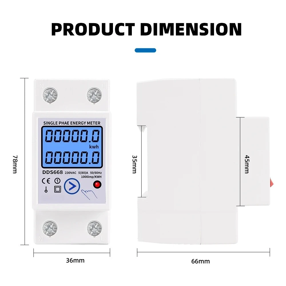 Din Rail Digital Single Phase Reset Zero Energy Meter KWh Voltage Current Power Consumption Meter Wattmeter 220V 110V AC