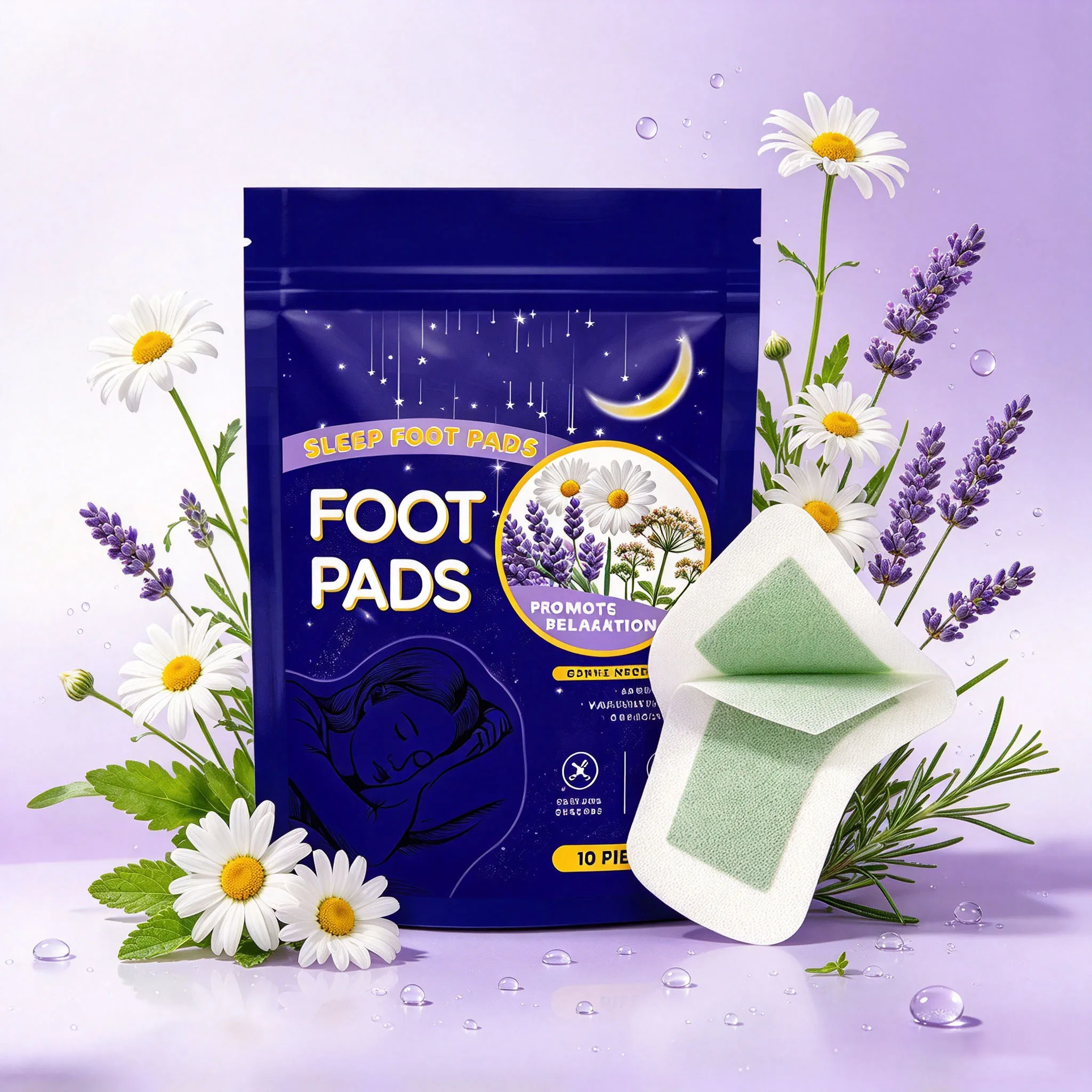 Herbal Sleep Foot Pads Lavender Chamomile Foot Patches Promote Body Relax Relieve Tiredness Enhance Deep Sleep Quality Foot Care