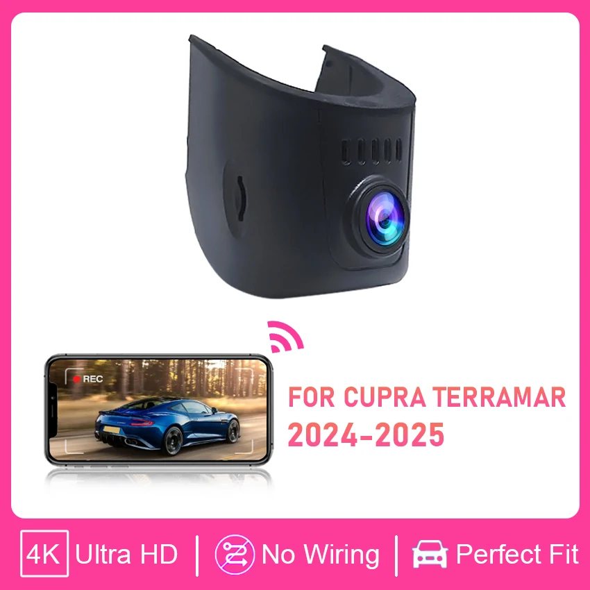 

Видеорегистратор UHD для Cupra Terramar 2024 2025, автомобильный видеорегистратор в стиле OEM со встроенным Wi-Fi-приложением, датчик ночного видения G, высокое качество