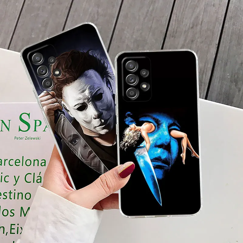 Michael-Myers Horror Halloween per Samsung Galaxy A55 custodia A54 A52 A53 A15 A14 A13 A21S A23 A51 A34 A35 A33 A32 A72 Cover per telefono