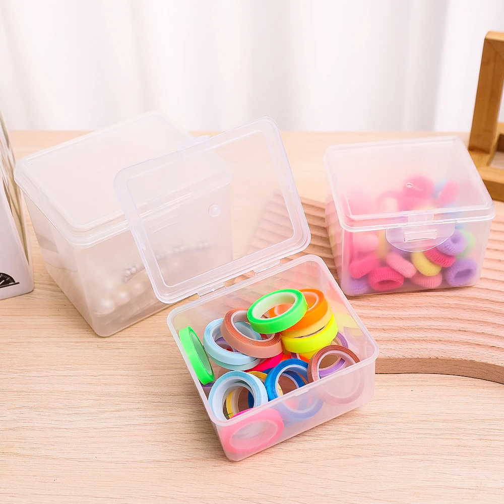 Clear Storage Box with Lid Rectangular Plastic Collection Case for Jewelry Stationery Headwear Multipurpose Home Organizer Box