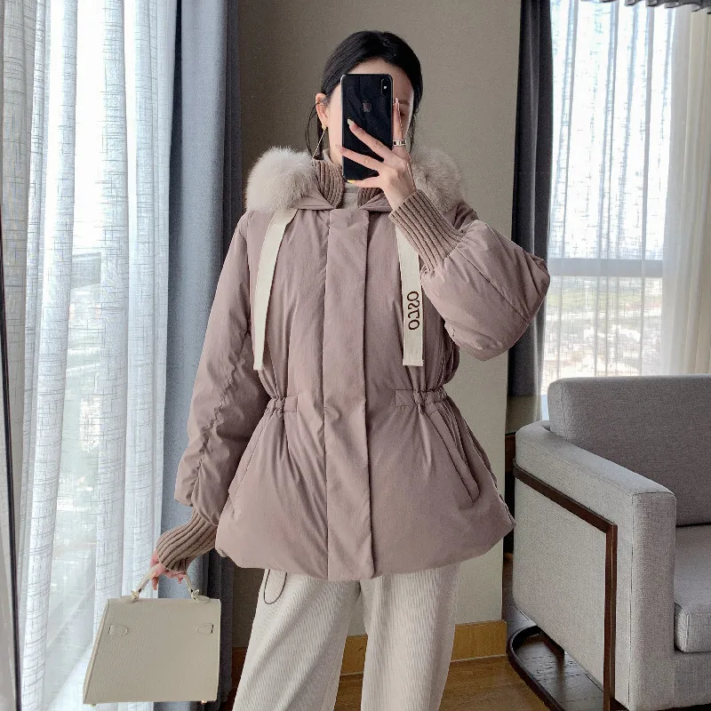 Winter Fashion New Women's Down Jacket Hooded Commuter Splicing Casual Korean Edition Jacket