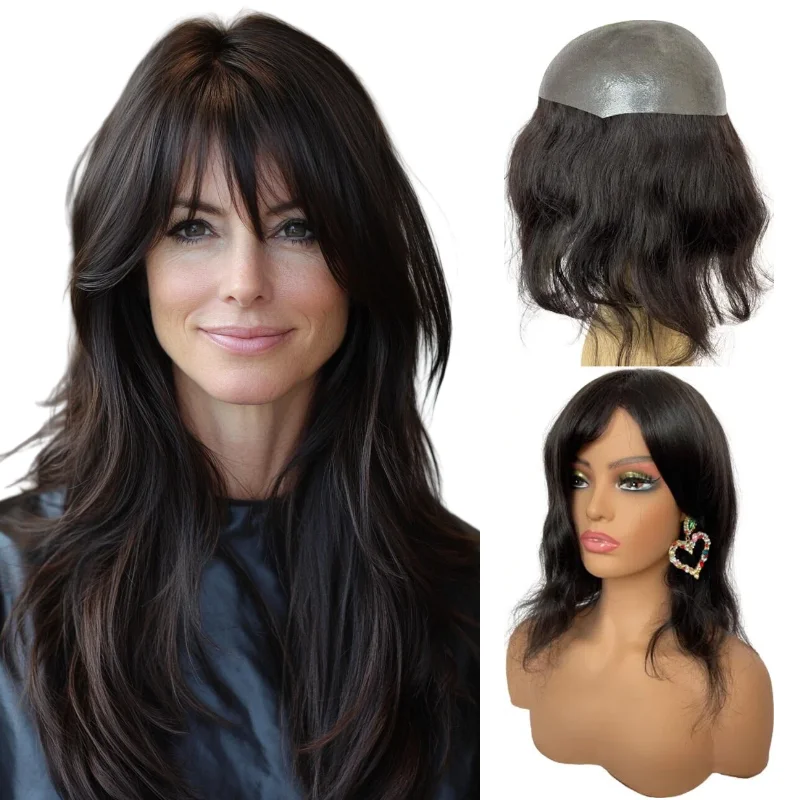 

Human Hair PU Base Woman Topper 7x9 14inch Hand-Tied 0.08mm Ultra Thin In Stock 72H Ship Wholesale Dropship Color 1B #4 #613