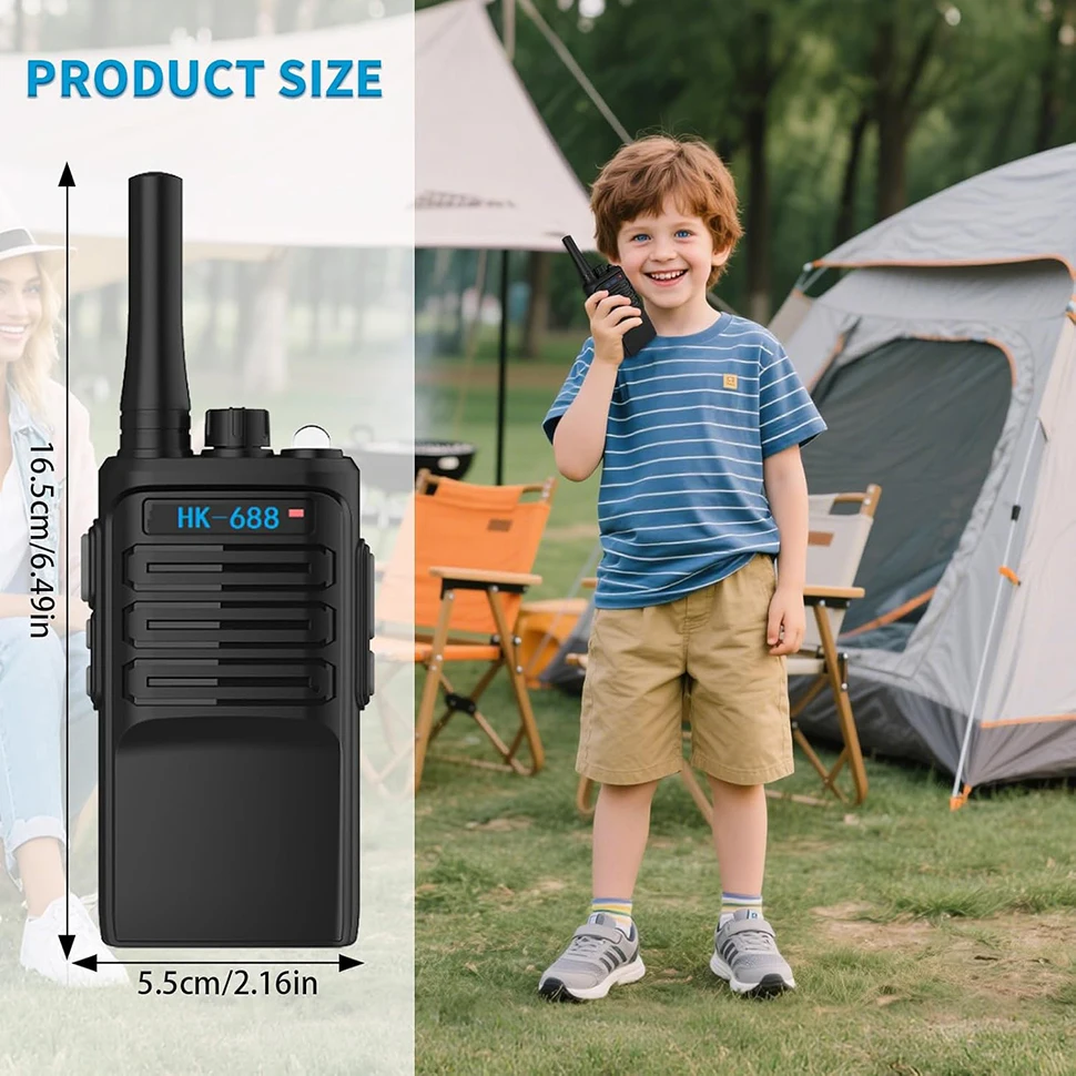 Walkie Talkies para Crianças (2 Peças) |   Recarregável, alcance de 3 milhas, 1200mAh de longa duração em standby