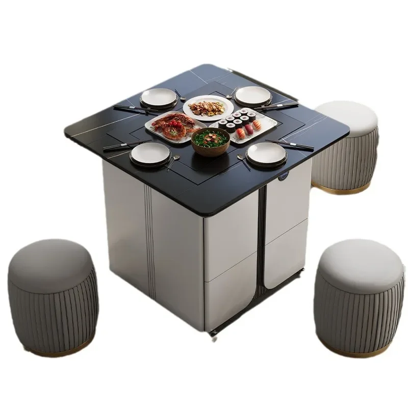 

Simple and modern rock slab Kung Fu household small tea table, high-end sense movable tea table