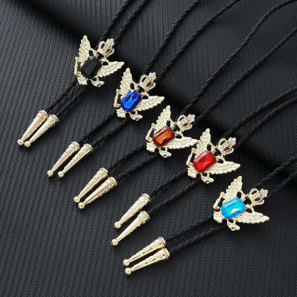 Men's Fashion Eagle Gold Color Bolo Tie Western Cowboy Shirt Bow Tie Casual Leather Necktie Accessory Casual Party Jewelry