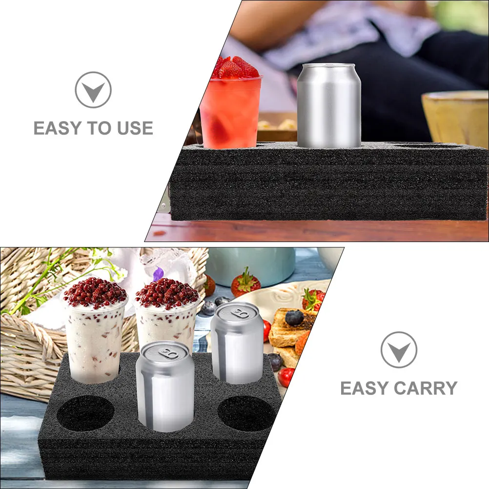 

3pcs Black 6 Hole Cup Holder Multi Function Drink Carrier Tray for Restaurant Coffee Shop Reusable Takeout Accessory