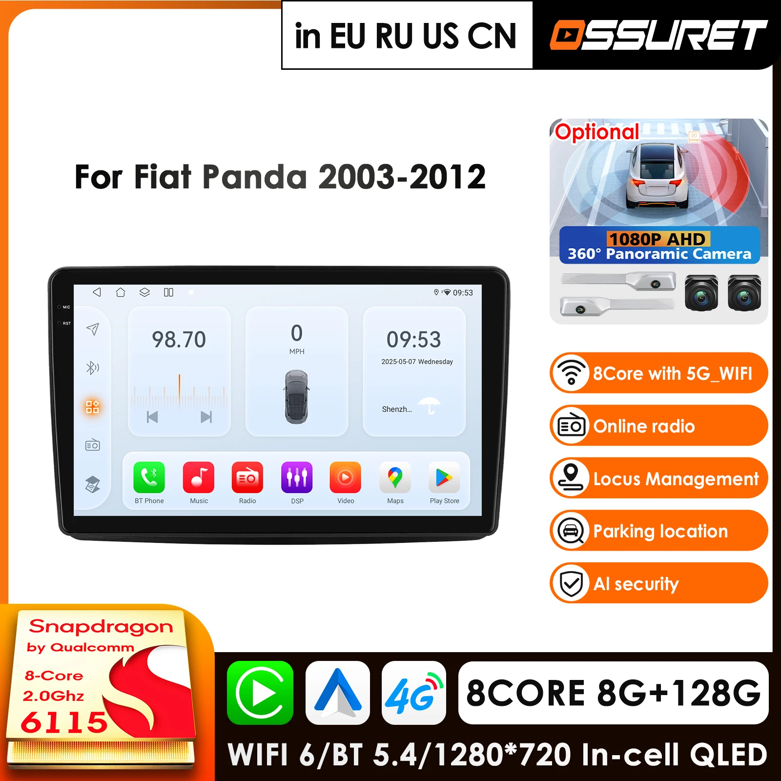 

2Din 9 inch Android 14 Car Radio for Fiat Panda 2013 - 2020 GPS Navigation Multimedia Player 4G BT Carplay RDS Head Unit Stereo