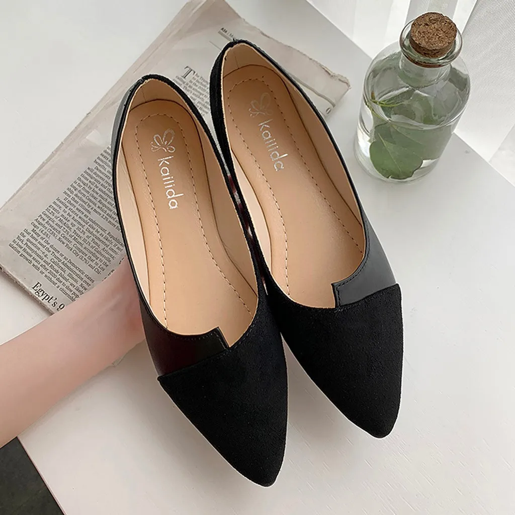 2024 Women Shoes Fashion Splice Color Flats Pointed Toe Ballerina Ballet Flat Slip on Shoe Zapatos Mujer Loafers Size 35-41