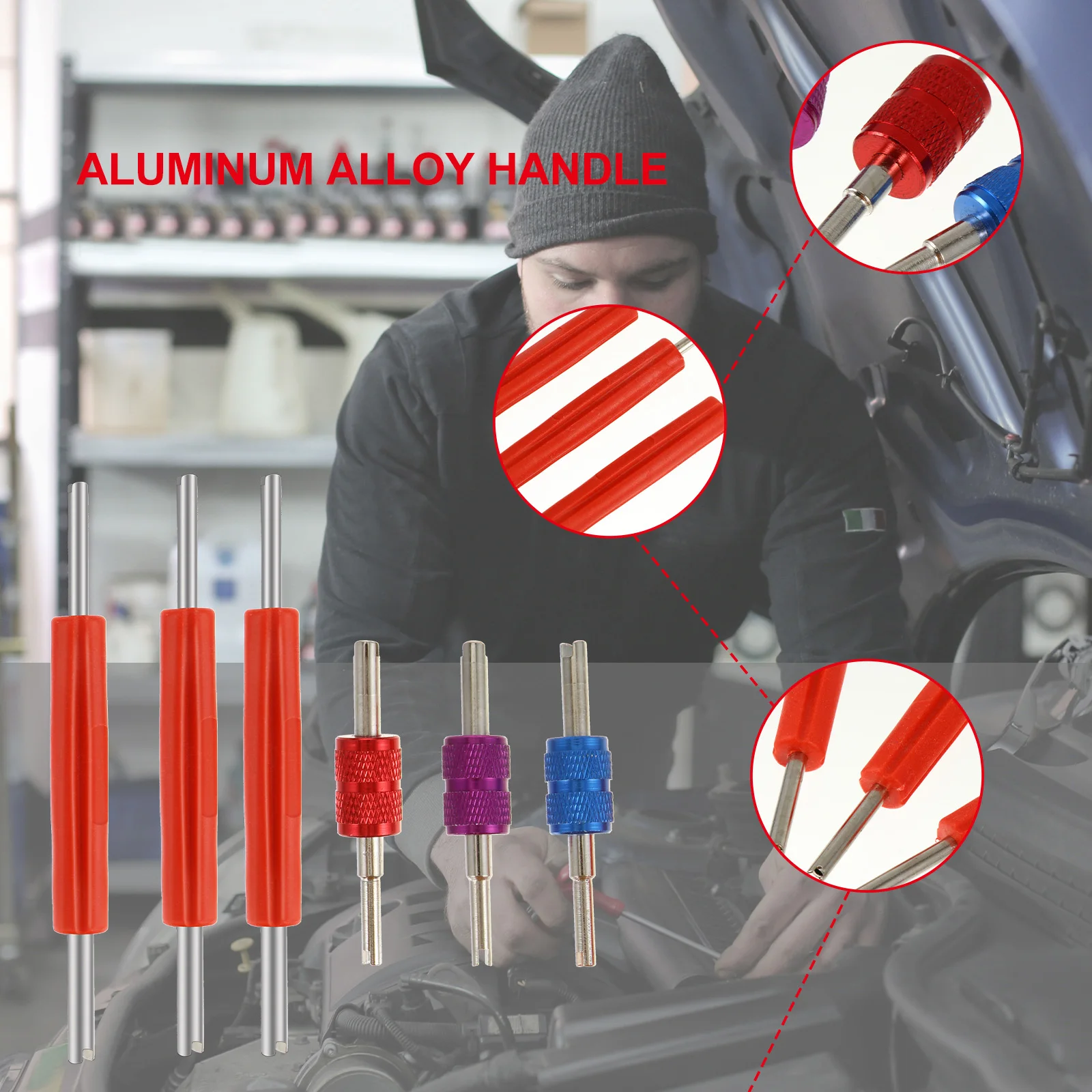 

6pcs Tire Core Removal Tool Aluminum Alloy Dual Tire Repair Tool Head for Car Motorcycle Bicycle Efficient Portable