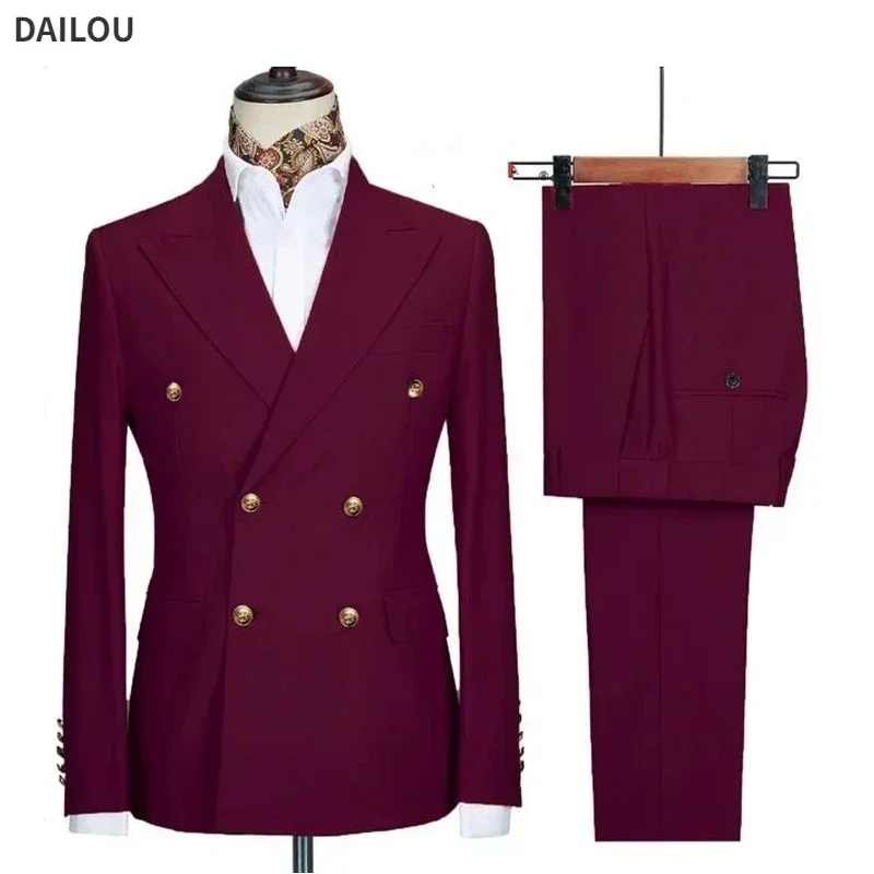 Suits For Men 2 Pieces Set Wedding Luxury Jackets Pants Elegant Blazers Closure Collar Party Classic Full Without Accessories