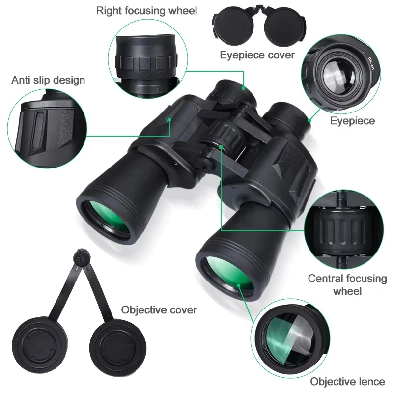 20X50 Binoculars for s High Powered Professional FMC Lens Central Focus Bird Watching Optics